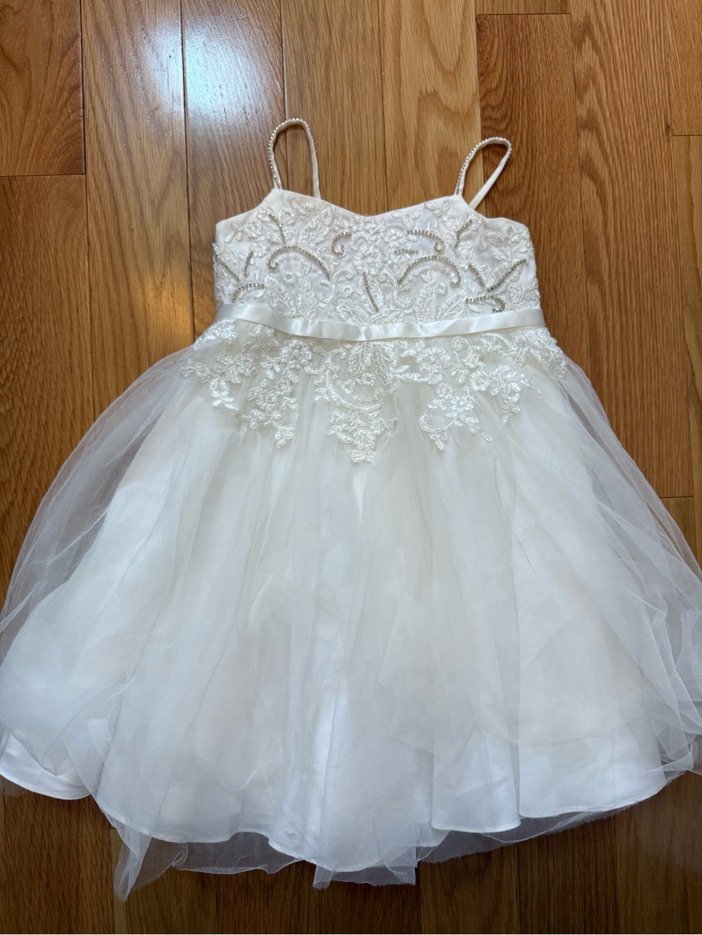 White David's Bridal Flower Girl Tulle Dress - Picture 6 of 12